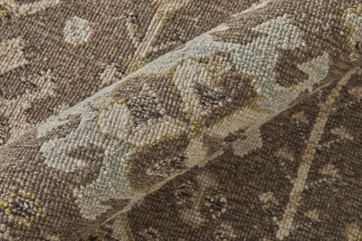 2' X 3' Tan and Brown Wool Oriental Hand Knotted Area Rug With Fringe