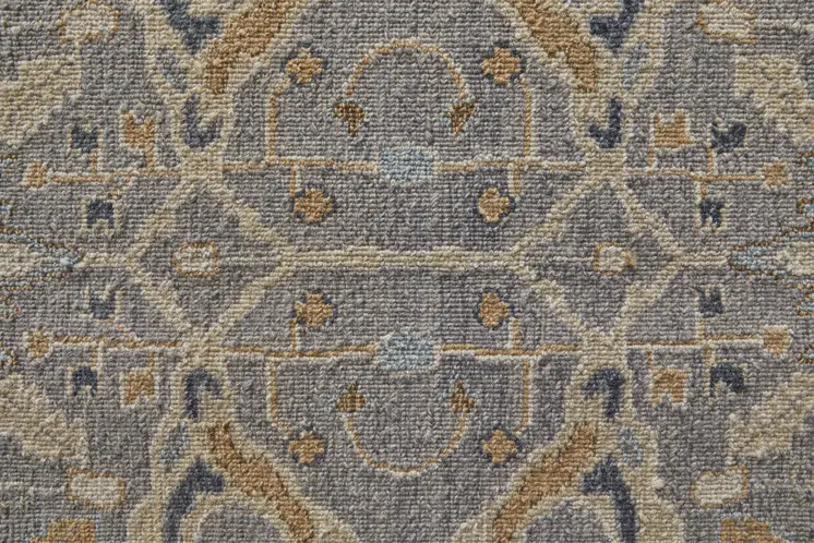 2' X 3' Tan and Gray Wool Oriental Hand Knotted Area Rug With Fringe