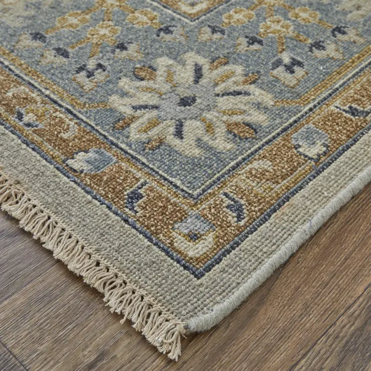 2' X 3' Gray and Brown Wool Oriental Hand Knotted Area Rug With Fringe