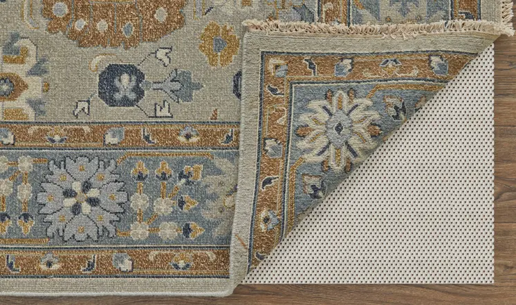 2' X 3' Gray and Brown Wool Oriental Hand Knotted Area Rug With Fringe
