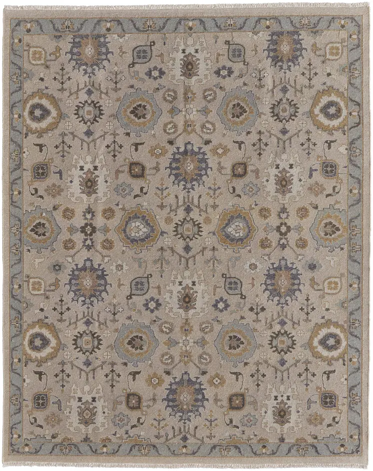 4' X 6' Tan Brown and Gray Wool Oriental Hand Knotted Area Rug With Fringe