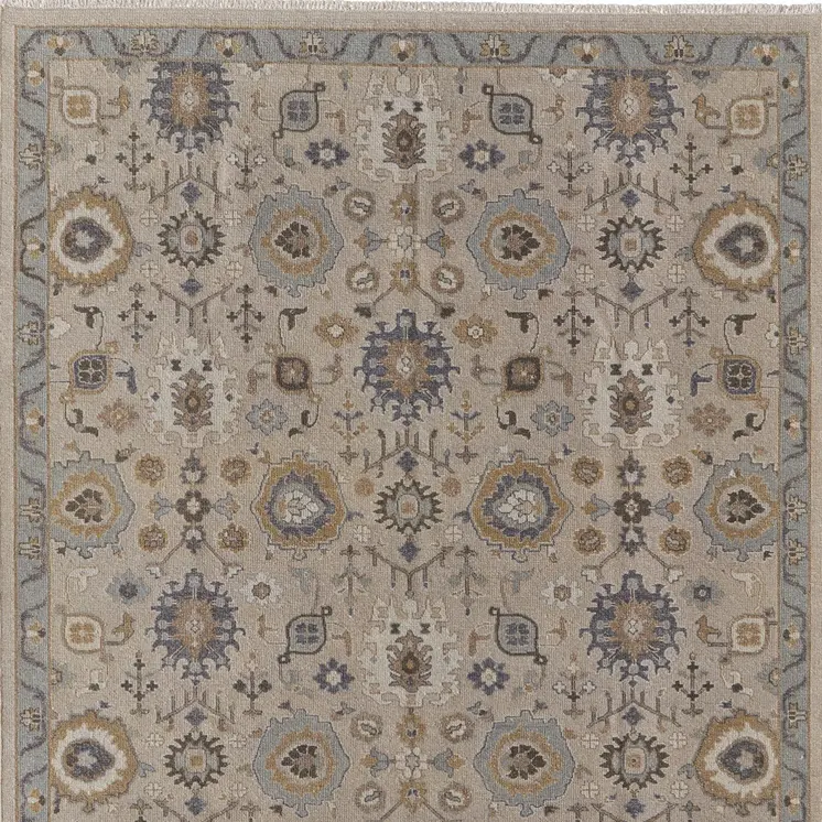 2' X 3' Tan Brown and Gray Wool Oriental Hand Knotted Area Rug With Fringe