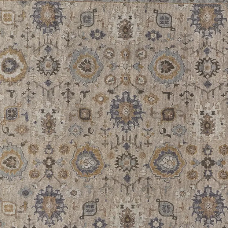 2' X 3' Tan Brown and Gray Wool Oriental Hand Knotted Area Rug With Fringe