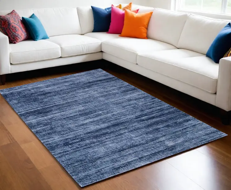 5' X 8' Blue and Gray Power Loom Area Rug