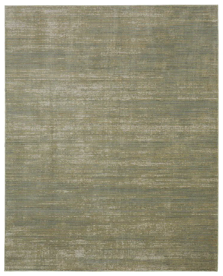 8' X 10' Tan and Green Power Loom Area Rug