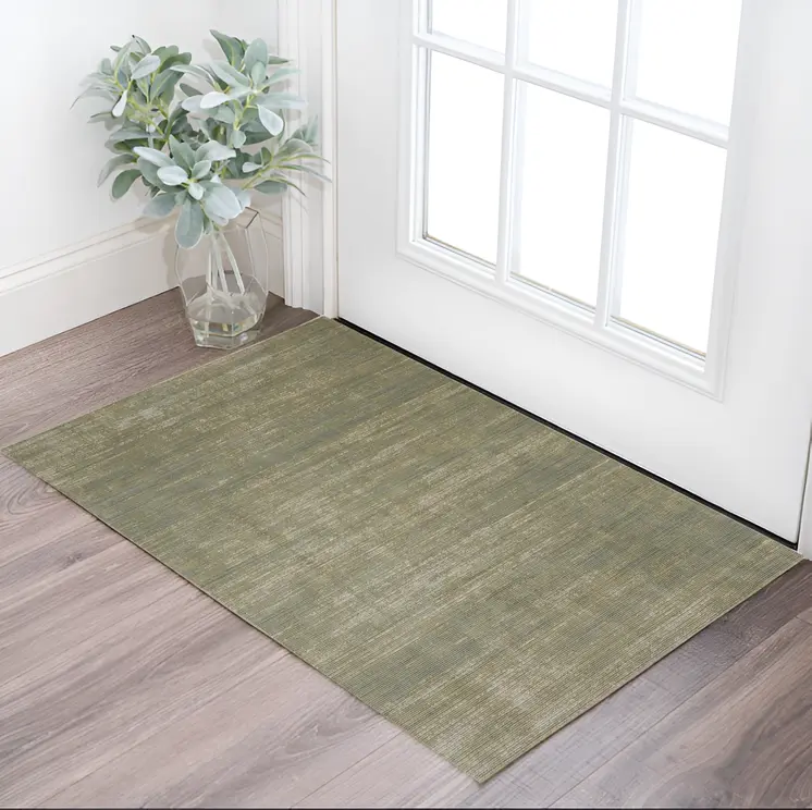 2' X 3' Tan and Green Power Loom Area Rug
