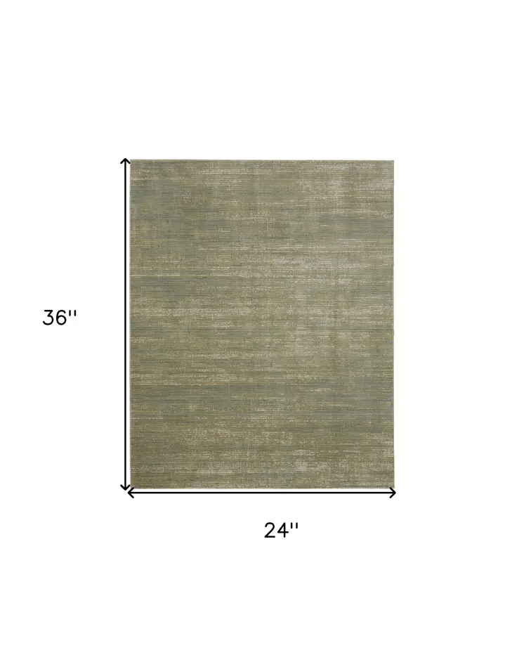 2' X 3' Tan and Green Power Loom Area Rug
