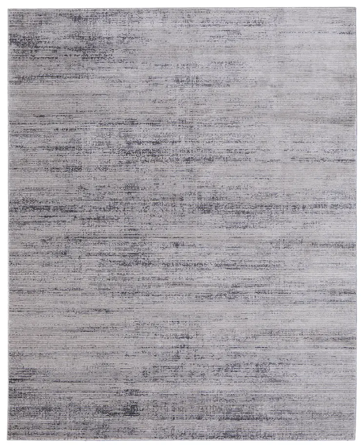 7' X 10' Gray and Ivory Power Loom Area Rug