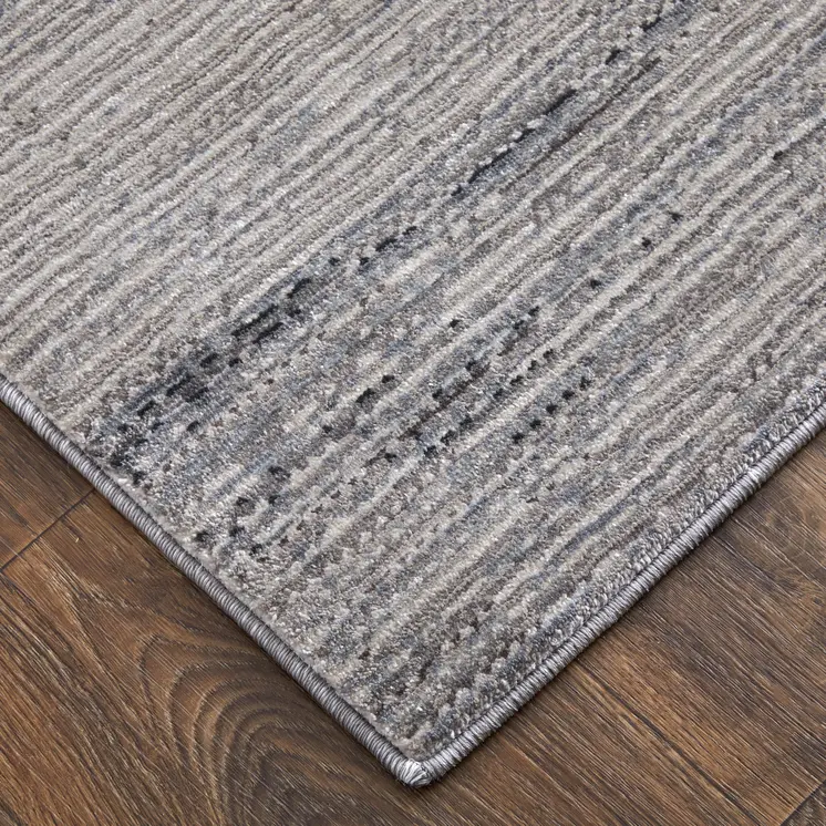 7' X 10' Gray and Ivory Power Loom Area Rug