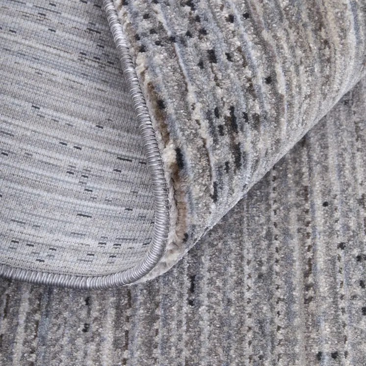 7' X 10' Gray and Ivory Power Loom Area Rug