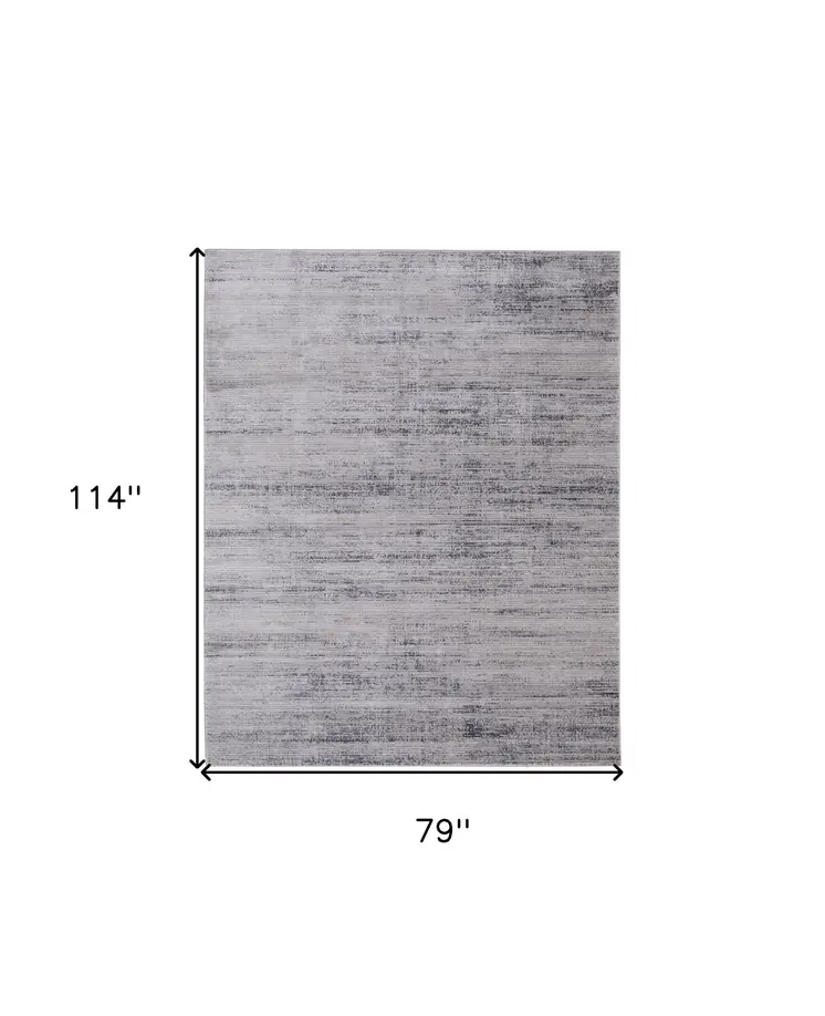 7' X 10' Gray and Ivory Power Loom Area Rug
