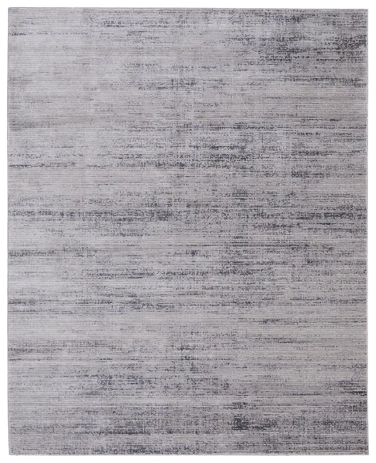 7' X 10' Gray and Ivory Power Loom Area Rug