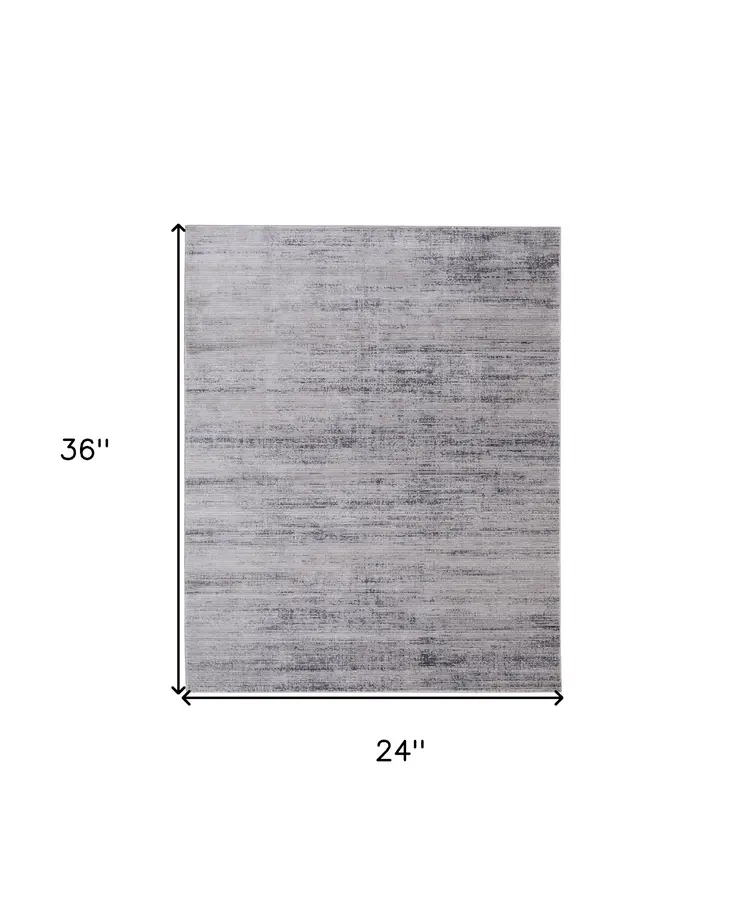 2' X 3' Gray and Ivory Power Loom Area Rug