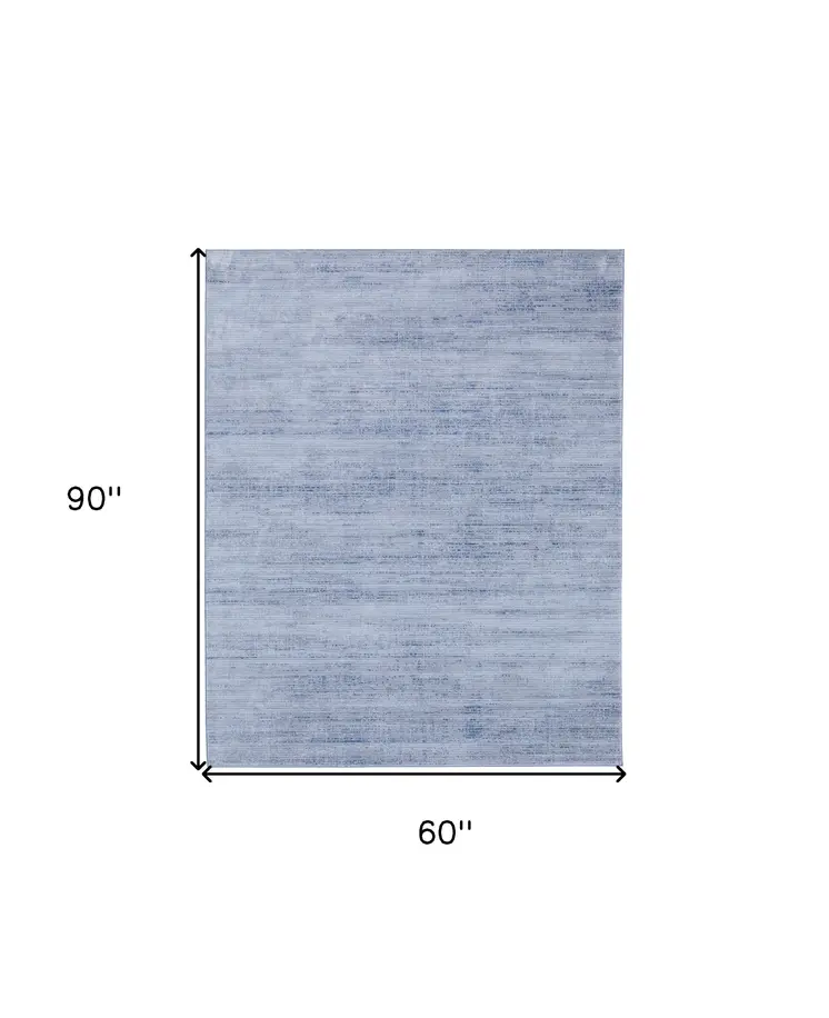 5' X 8' Blue and Ivory Power Loom Area Rug