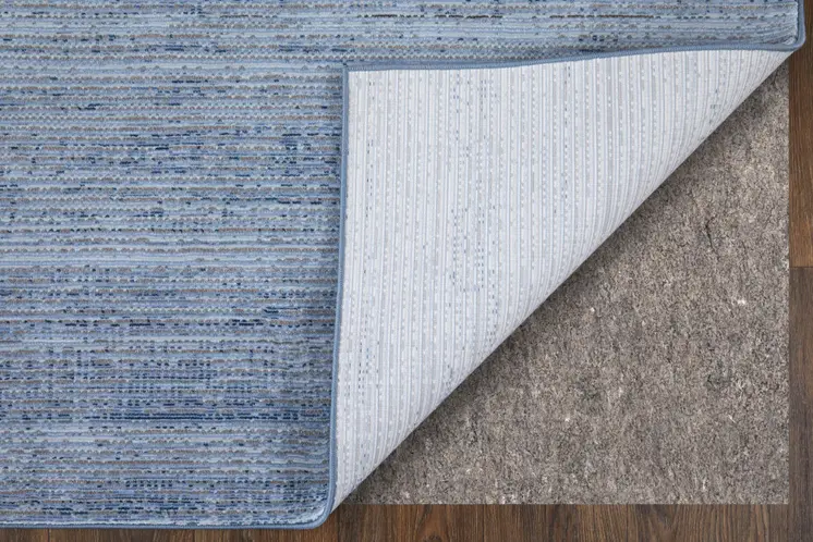 7' X 10' Blue and Ivory Power Loom Area Rug