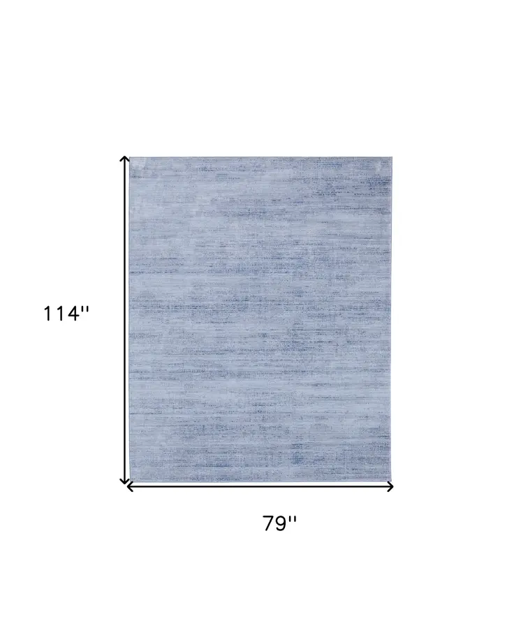 7' X 10' Blue and Ivory Power Loom Area Rug