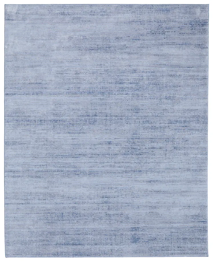 7' X 10' Blue and Ivory Power Loom Area Rug