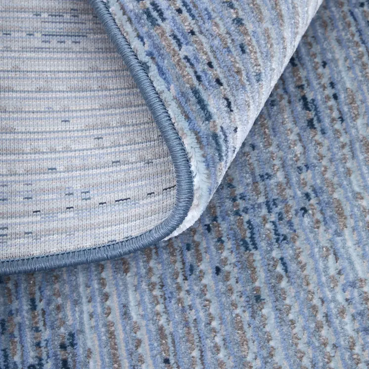 8' X 10' Blue and Ivory Power Loom Area Rug