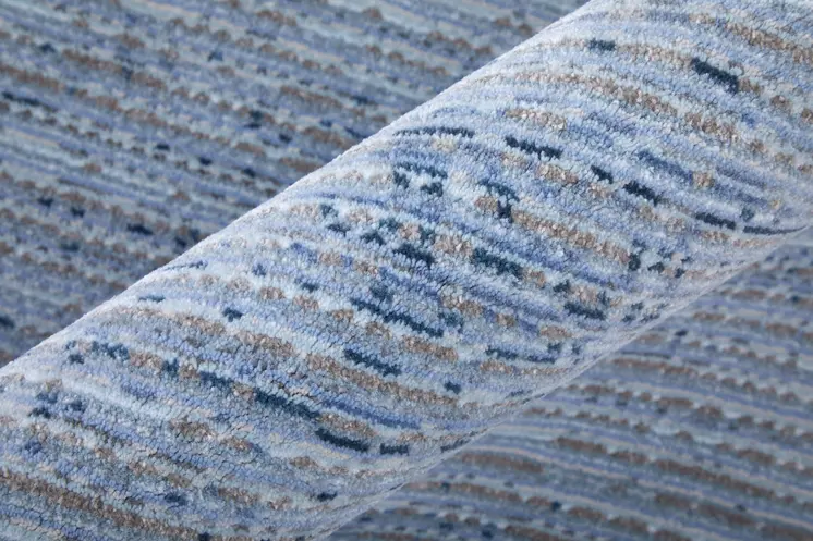 9' X 13' Blue and Ivory Power Loom Area Rug