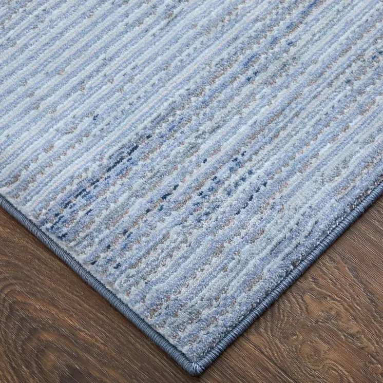 2' X 3' Blue and Ivory Power Loom Area Rug
