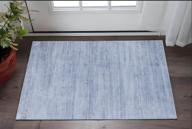 2' X 3' Blue and Ivory Power Loom Area Rug