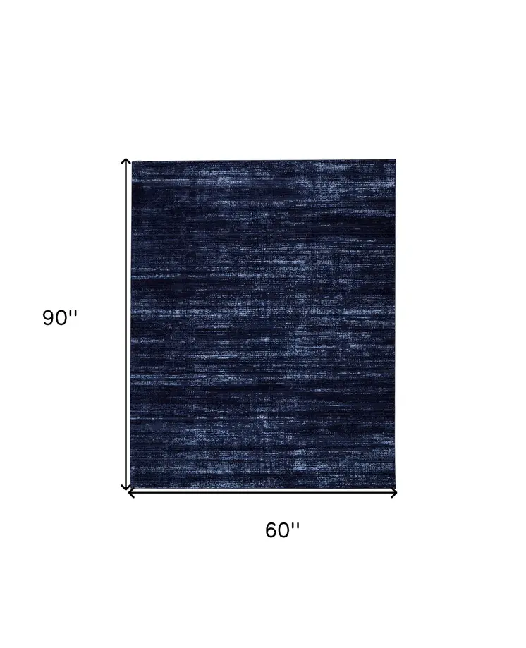 5' X 8' Black and Blue Power Loom Area Rug