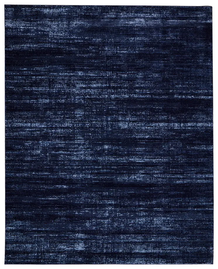 9' X 13' Black and Blue Power Loom Area Rug