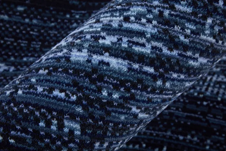 9' X 13' Black and Blue Power Loom Area Rug