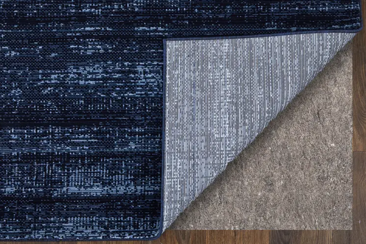 9' X 13' Black and Blue Power Loom Area Rug