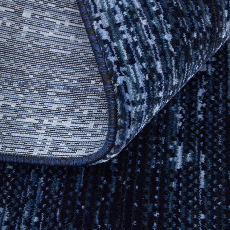 9' X 13' Black and Blue Power Loom Area Rug