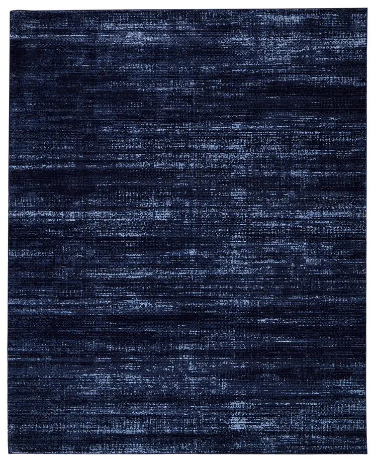 9' X 13' Black and Blue Power Loom Area Rug
