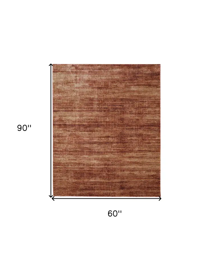 5' X 8' Tan and Brown Power Loom Area Rug