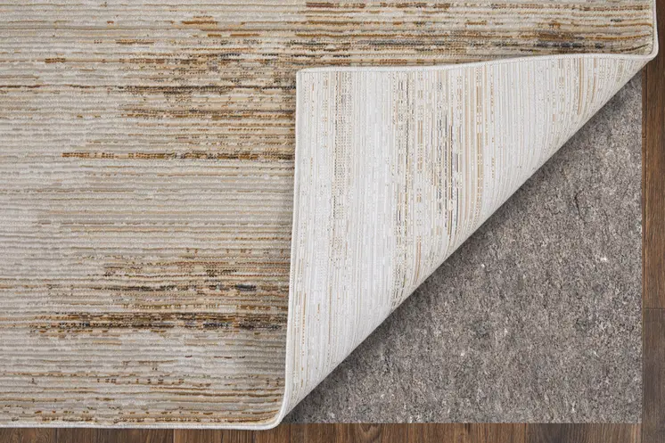 8' X 10' Ivory and Tan Abstract Power Loom Worn Faded Area Rug
