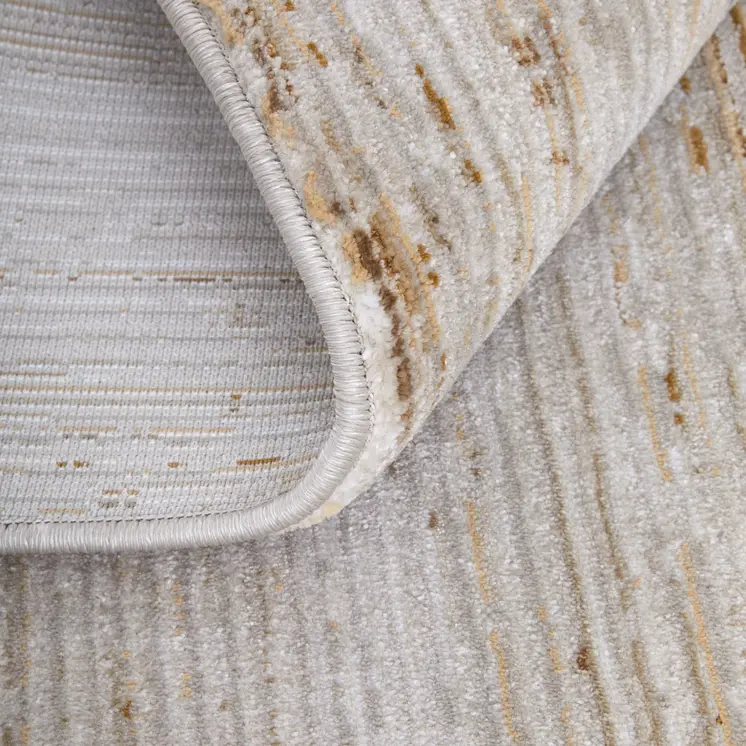 8' X 10' Ivory and Tan Abstract Power Loom Worn Faded Area Rug