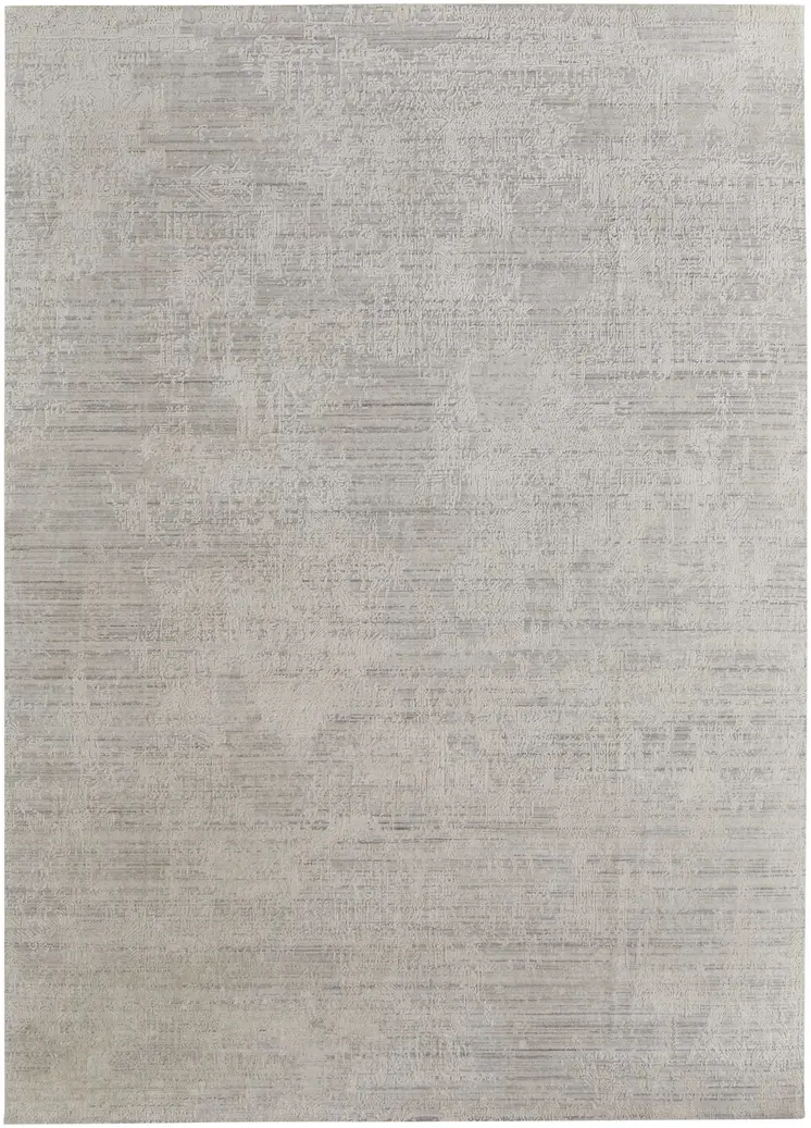3' X 5' Ivory Abstract Hand Woven Worn Faded Area Rug