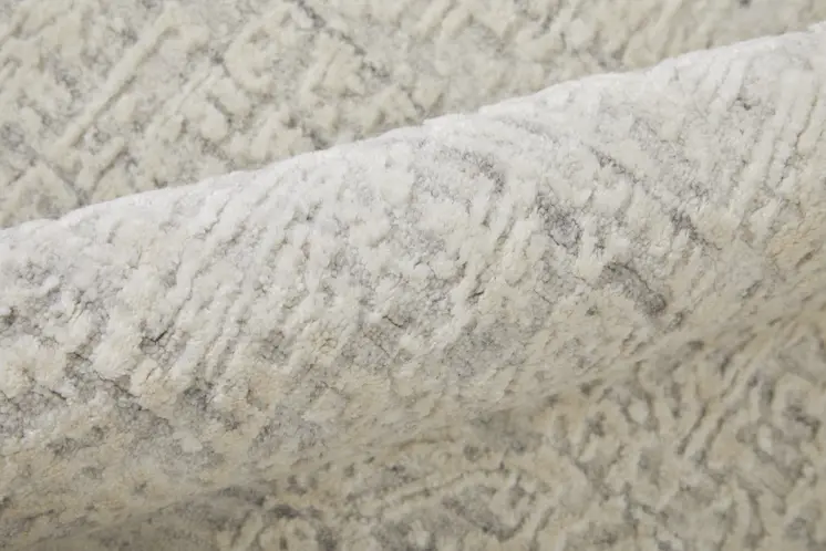 2' X 3' Gray and Ivory Abstract Hand Woven Worn Faded Area Rug