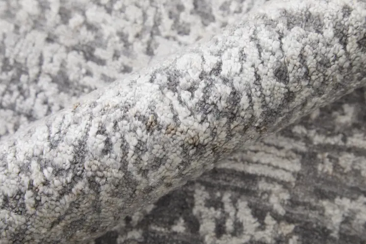 3' X 5' Gray Abstract Hand Woven Worn Faded Area Rug