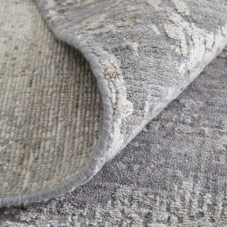 3' X 5' Gray Abstract Hand Woven Worn Faded Area Rug