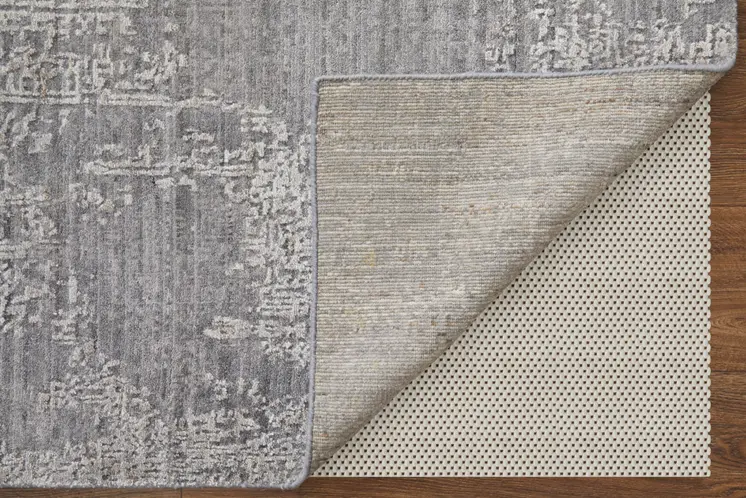 5' X 8' Gray Abstract Hand Woven Worn Faded Area Rug
