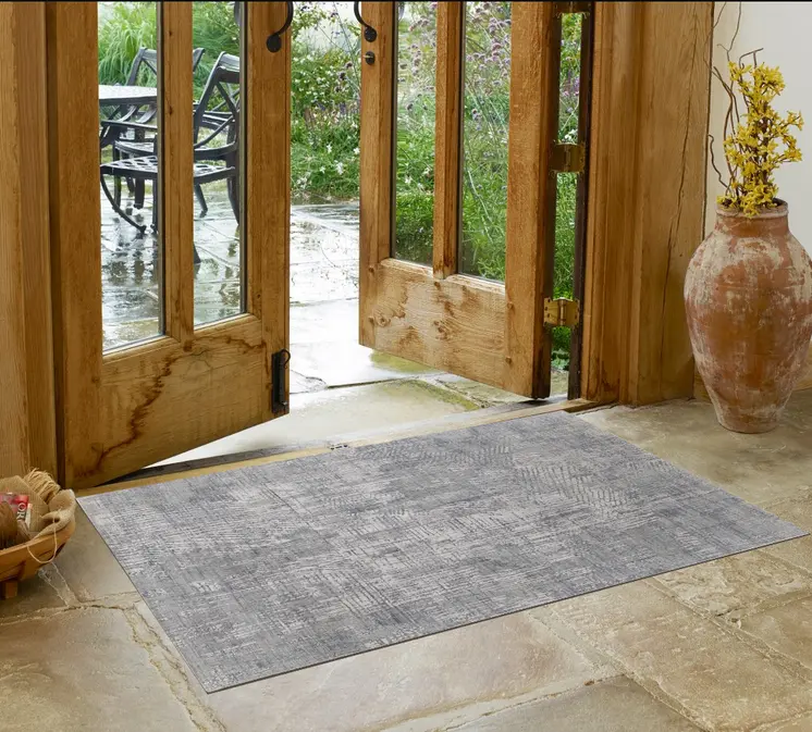 3' X 5' Gray and Silver Abstract Hand Woven Worn Faded Area Rug