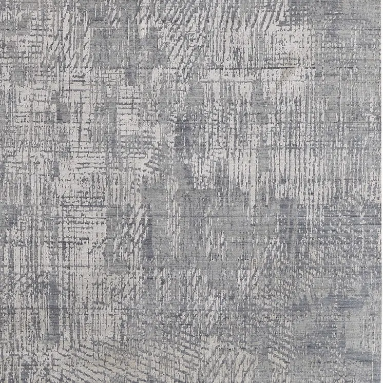 2' X 3' Gray and Silver Abstract Hand Woven Worn Faded Area Rug