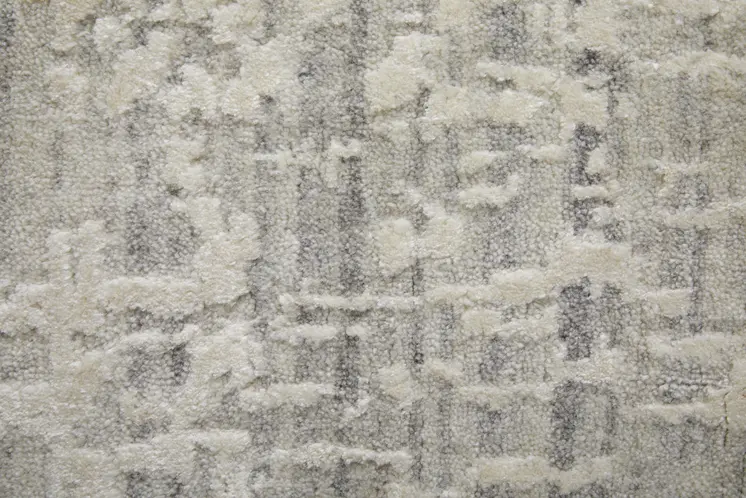 3' X 5' Ivory and Gray Abstract Hand Woven Worn Faded Area Rug