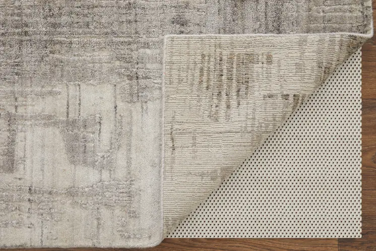 8' X 10' Gray and Ivory Abstract Hand Woven Worn Faded Area Rug