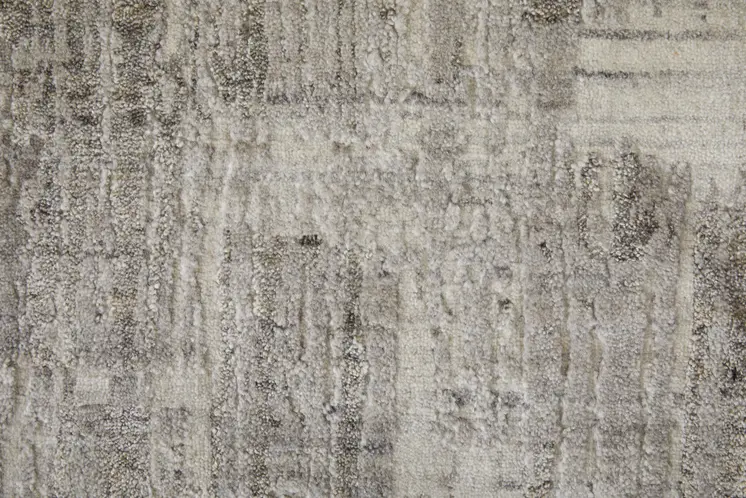 2' X 3' Gray and Ivory Abstract Hand Woven Worn Faded Area Rug