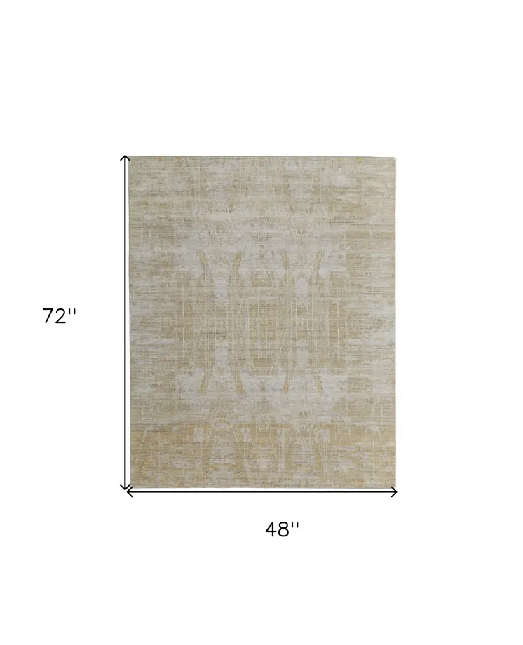 4' X 6' Yellow and Ivory Abstract Hand Woven Area Rug