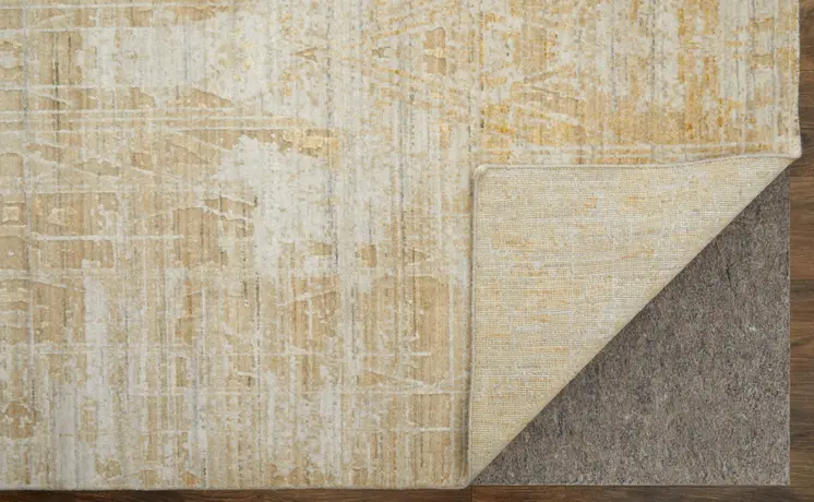 8' X 10' Yellow and Ivory Abstract Hand Woven Area Rug