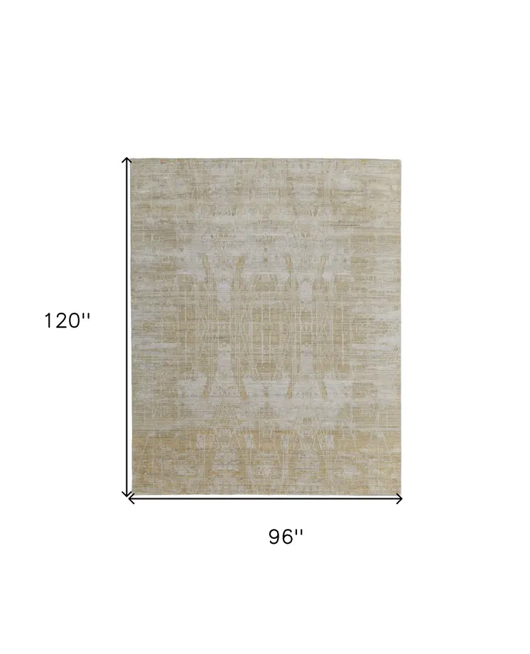 8' X 10' Yellow and Ivory Abstract Hand Woven Area Rug