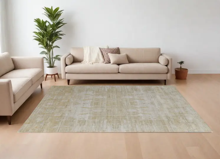 12' X 15' Yellow and Ivory Abstract Hand Woven Area Rug