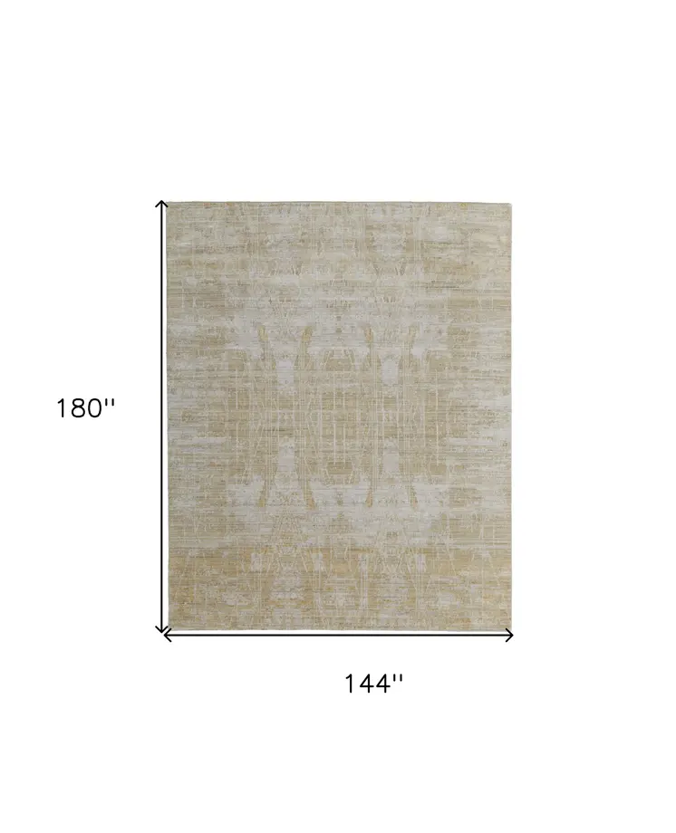 12' X 15' Yellow and Ivory Abstract Hand Woven Area Rug