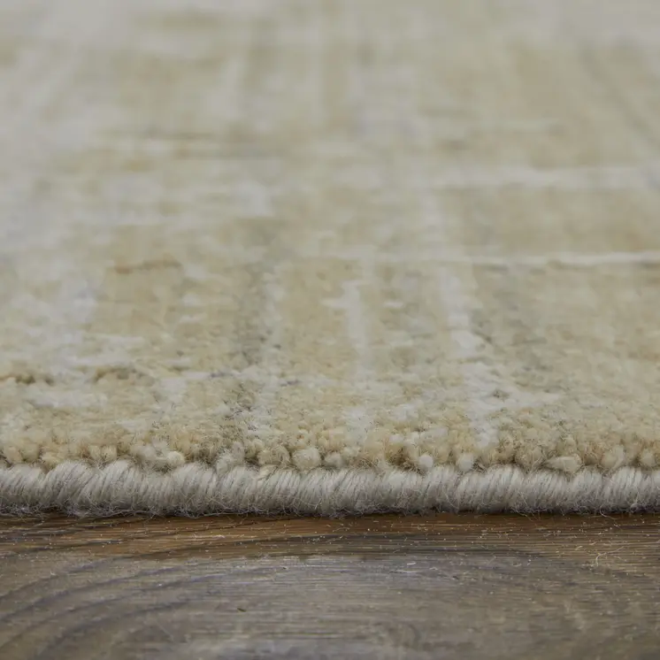 2' X 3' Yellow and Ivory Abstract Hand Woven Area Rug